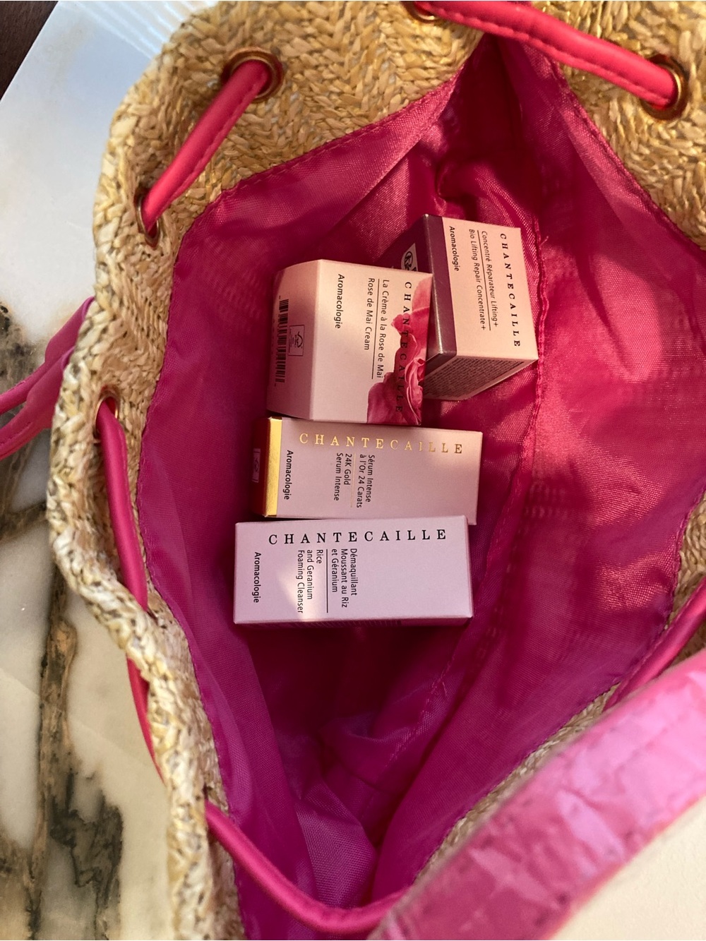 Chantecaille High End Skincare Travel Set with Natural Straw Tote Bag - Picture 5 of 6